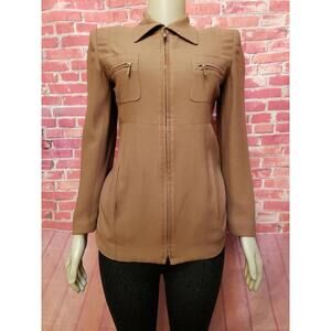 BEBE Brown Fitted Jacket Blazer Women's Size 2 (XS) Long Sleeve #C